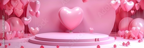 3D Heart Podium: A Pink Day Display of Love and Joy for Valentine's and Birthday Parties photo