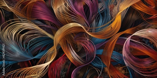 Threads of various sizes and shapes weave together in a harmonious dance, creating a rich tapestry of interwoven beauty.