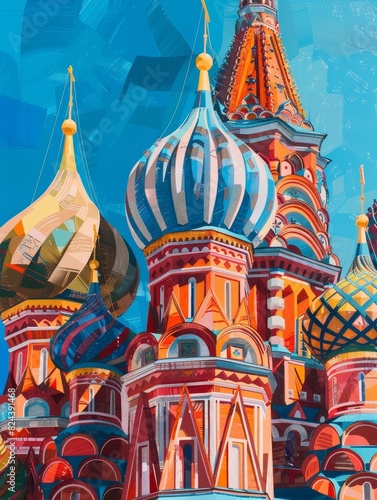 Close-up Photorealism of Moscow's Vibrant St. Basil's Cathedral photo