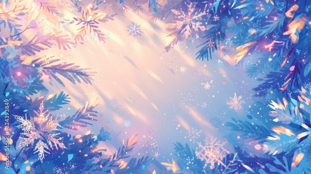 Fototapeta premium Abstract winter serenity with snowflakes