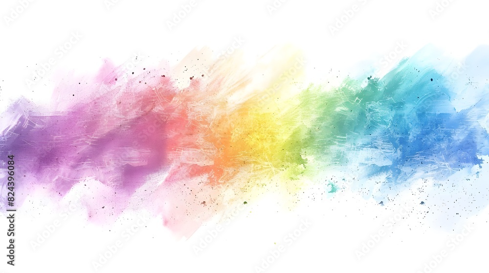 High-resolution, pure front rainbow, watercolor style, white background