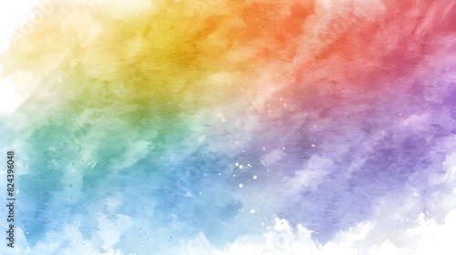 High-resolution  pure front rainbow  watercolor style  white background