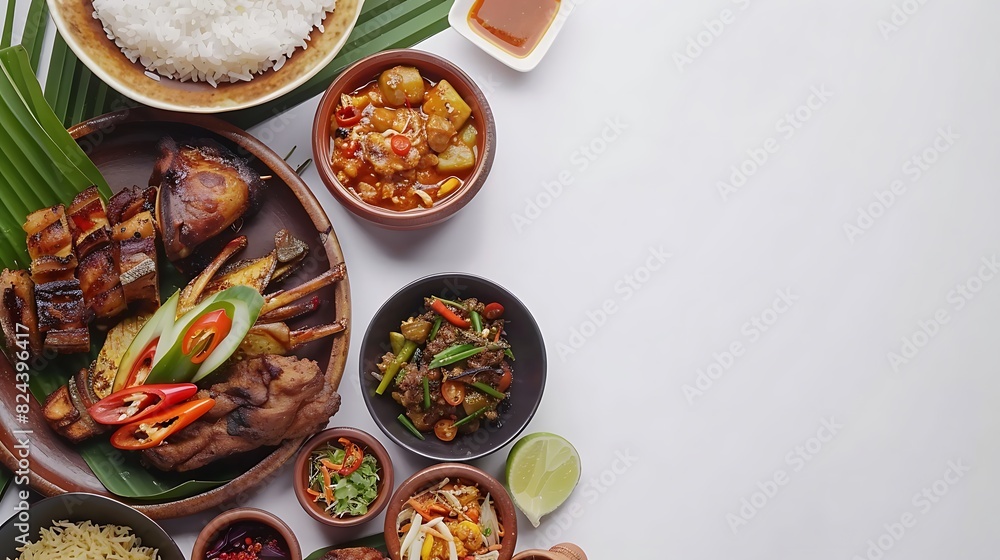 Authentic Indonesian Cuisine Collection on White Background in High Definition 8K Quality Authentic Indonesian Cuisine Collection on White Background in High Definition 8K Quality