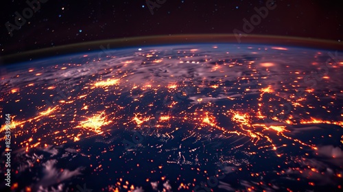 Digital pathways linking major global tech hubs. stock image photo
