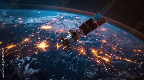 Satellite constellations providing worldwide connectivity. photo photo
