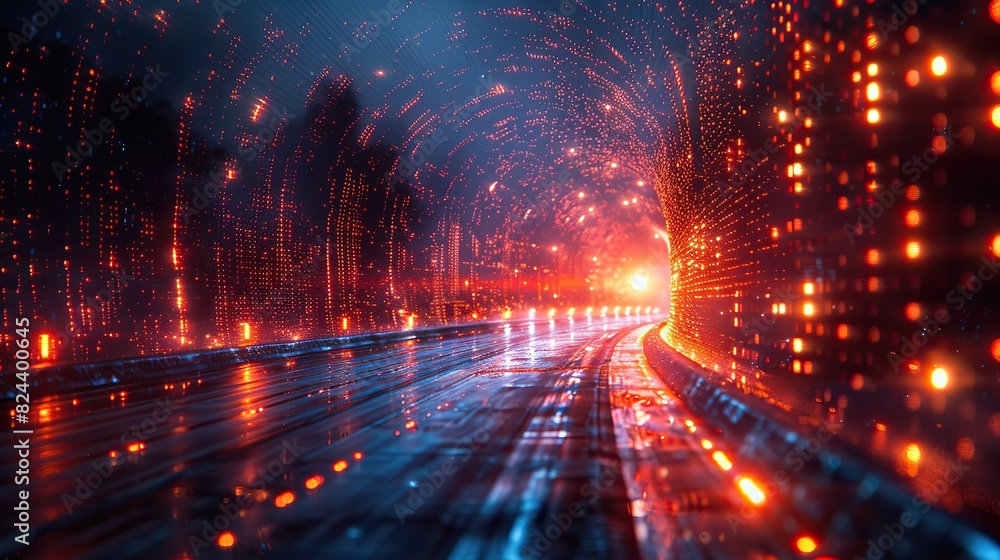 Virtual reality representation of global internet traffic. image Virtual reality representation of global internet traffic. image