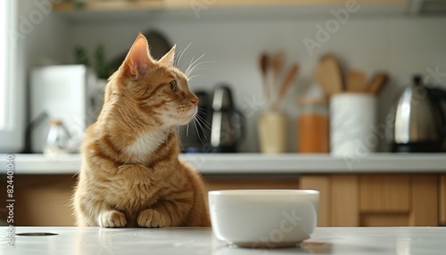Ginger Cat Eat From Bowl At Home © Ariestia