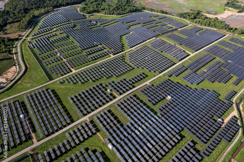 Solar photovoltaic panel power station on the top of the mountain