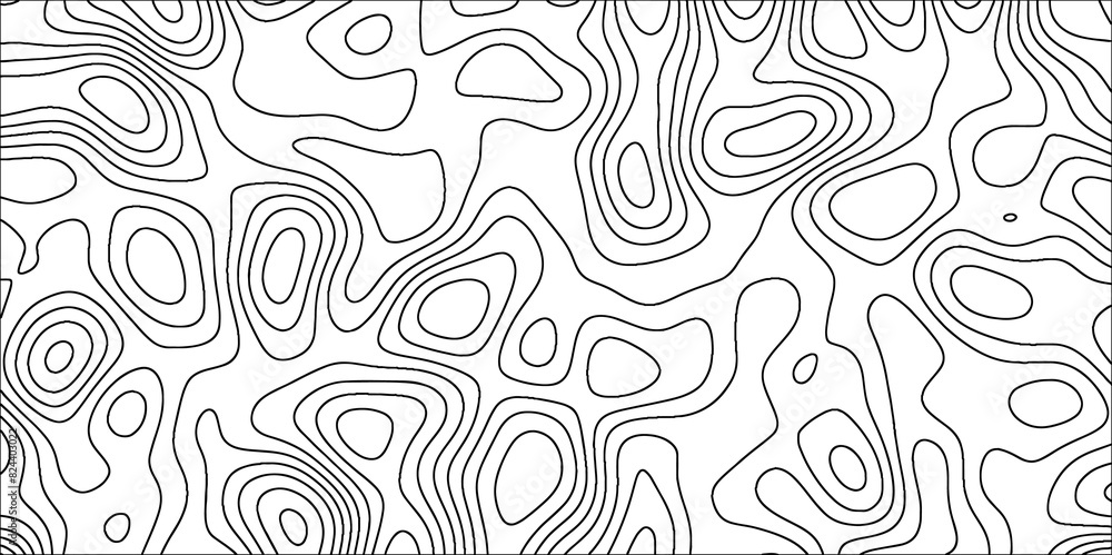 Topographic map in contour line and ocean topographic line map with curvy wave isolines. Geographic curved reliefs background.  Paper Texture Imitation of a Geographical map shades. 