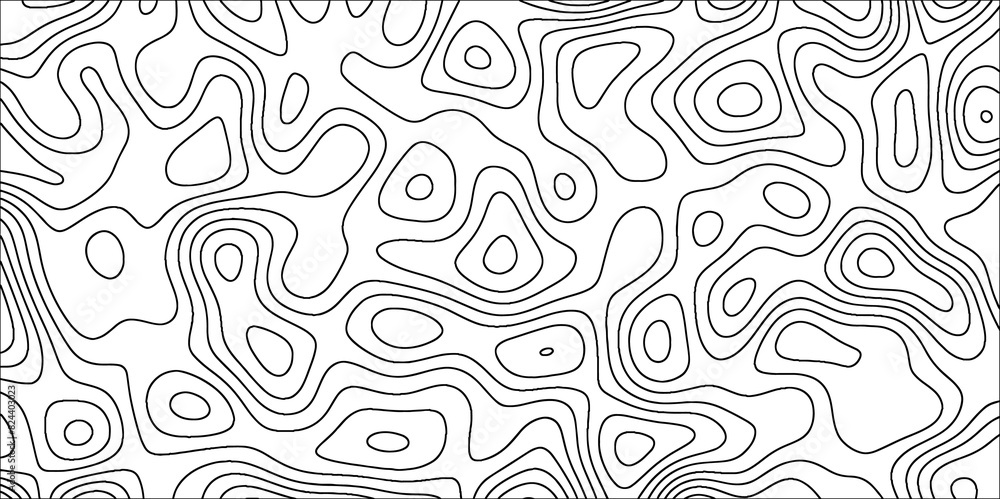 Topographic map in contour line and ocean topographic line map with curvy wave isolines. Geographic curved reliefs background.  Paper Texture Imitation of a Geographical map shades. 