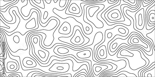 Topographic map in contour line and ocean topographic line map with curvy wave isolines. Geographic curved reliefs background. Paper Texture Imitation of a Geographical map shades. 