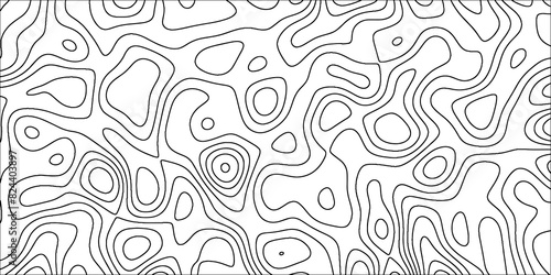 Topographic map in contour line and ocean topographic line map with curvy wave isolines. Geographic curved reliefs background. Paper Texture Imitation of a Geographical map shades. 