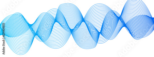 Technology Abstract wave flowing lines isolated on white background.  Blue colored sound wave lines. Energy flow Frequency digital wave line. Data transmission technology and sound wave.