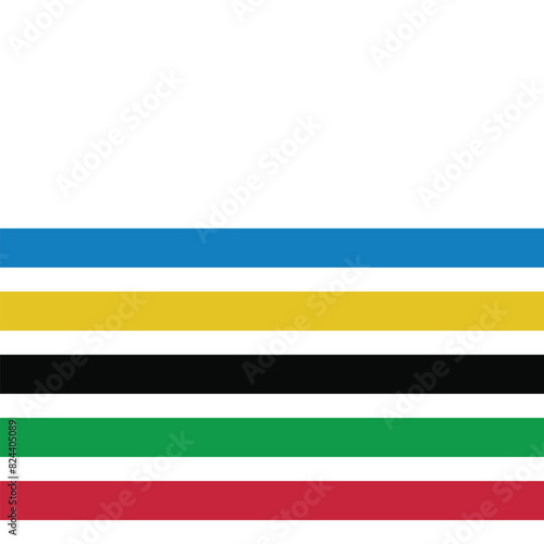 abstract colorful wave background with Olympics ring colors. sport concept, multicolor striped frame, copy space for your text. Vector illustration. EPS 10