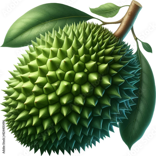 One Green Durain Fruit Illustration photo