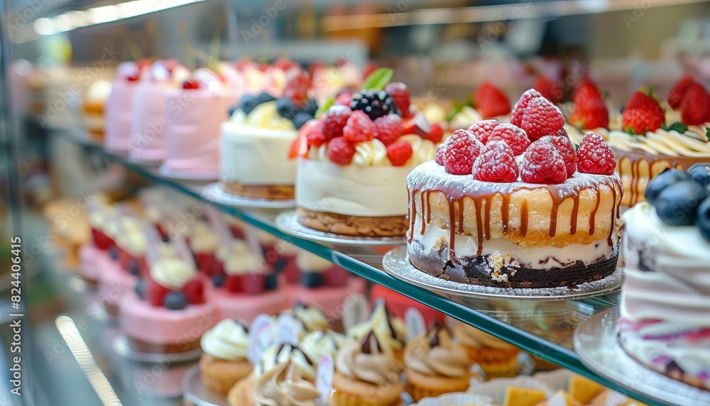 Showcase Display Strawberry Cakes Showcase Display Strawberry Cakes