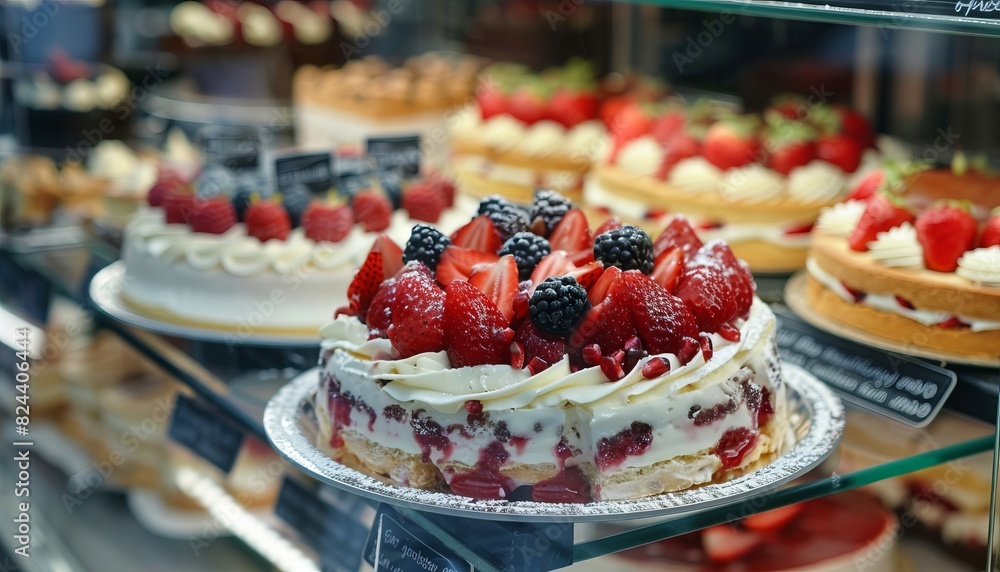 Showcase Display Strawberry Cakes Showcase Display Strawberry Cakes