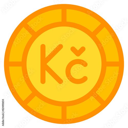 Czech koruna, coin, currency, money, cash Icon