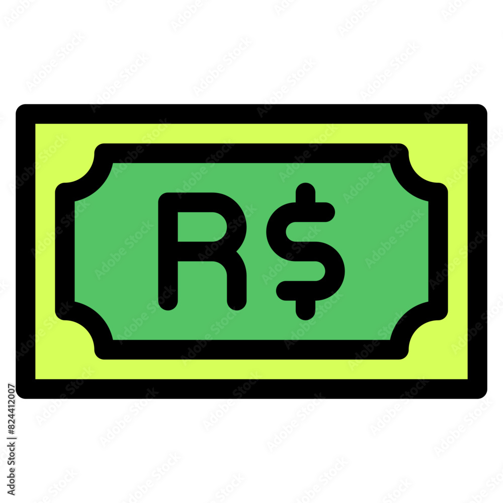 Brazilian real, banknote, country, money, cash Icon Brazilian real, banknote, country, money, cash Icon