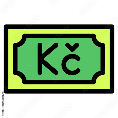 Czech koruna, banknote, country, money, cash Icon