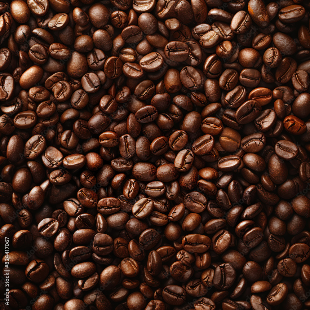 Top view of coffee beans background, for shop design or menu in cafe Top view of coffee beans background, for shop design or menu in cafe
