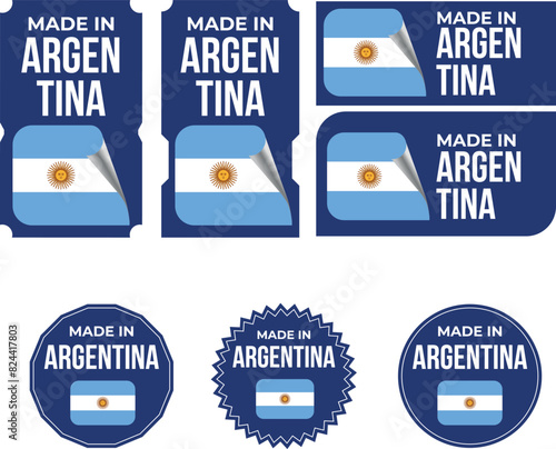 Made in Argentina. Argentina flag, Tag, Seal, Stamp, Flag, Icon vector