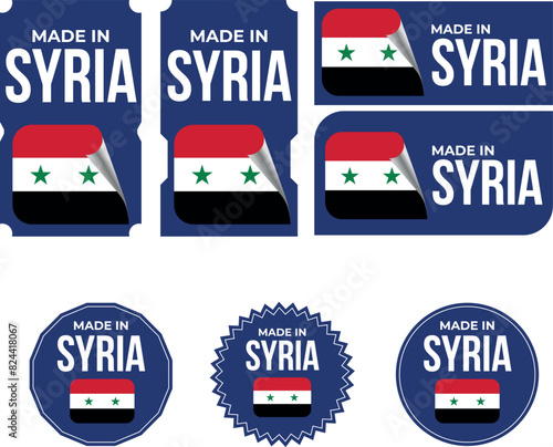 Made in Syria. Syria flag, Tag, Seal, Stamp, Flag, Icon vector