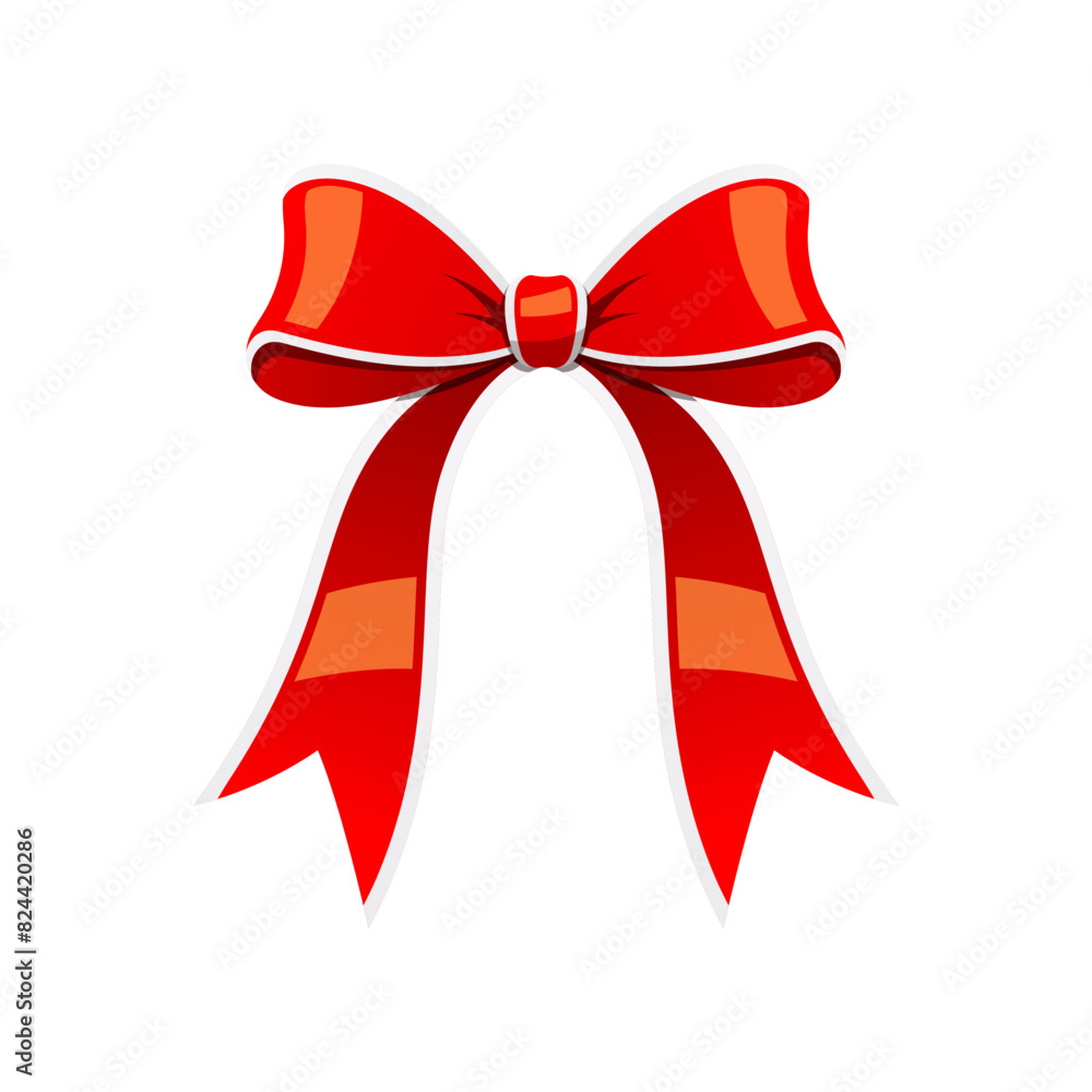 Red ribbon gift bow vector isolated on white background. Red ribbon gift bow vector isolated on white background.