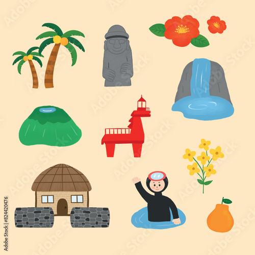 제주도 요소 일러스트 디자인