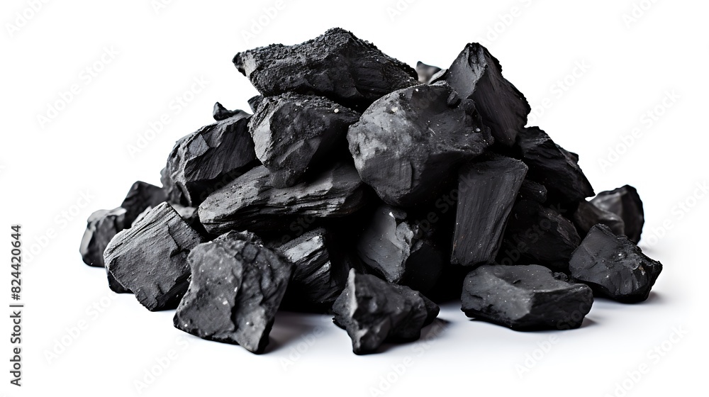 Pieces of coal isolated on white