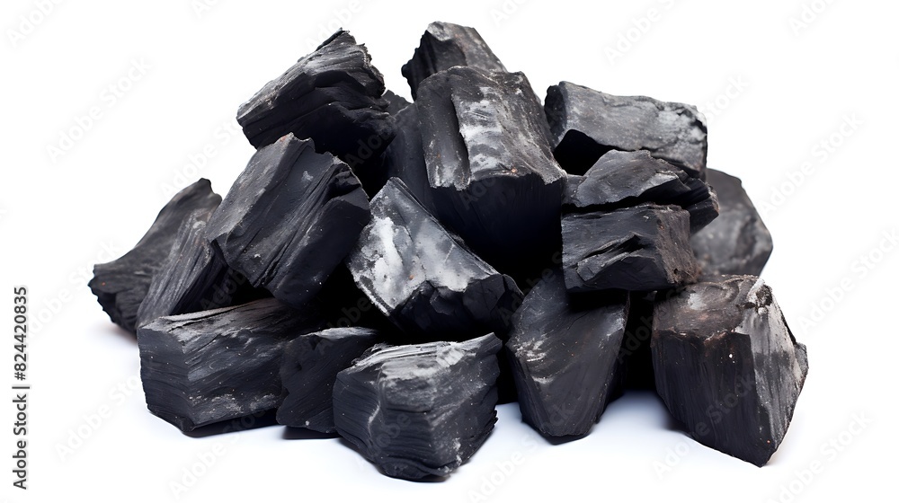 Pieces of coal isolated on white