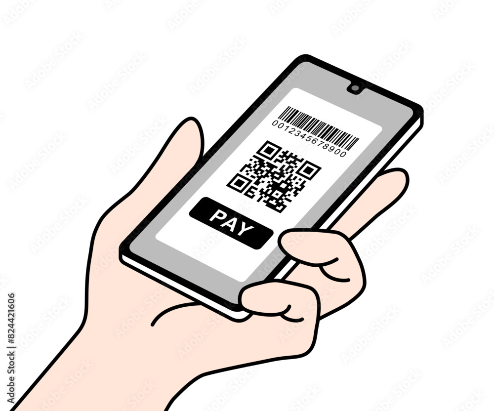電子決済画面が表示されたスマホ 電子決済画面が表示されたスマホ
