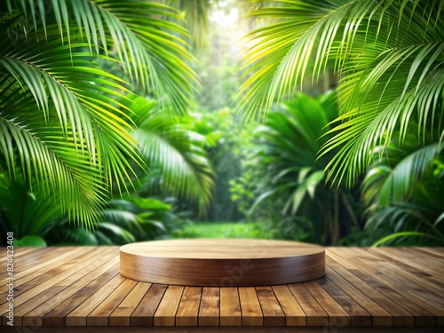 Wooden Podium in a Tropical Forest Clearing