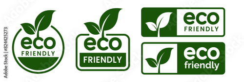 Set of eco friendly icons. Ecologic food stamps. Organic natural food labels.