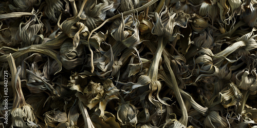A close-up of a bunch of dried mushrooms