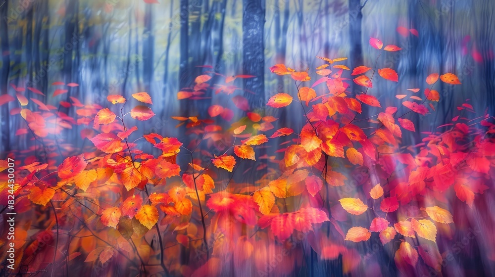 Vibrant autumn foliage captured with intentional camera movement Vibrant autumn foliage captured with intentional camera movement