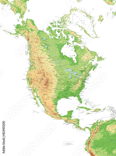 Canvastavla North America terrain map
