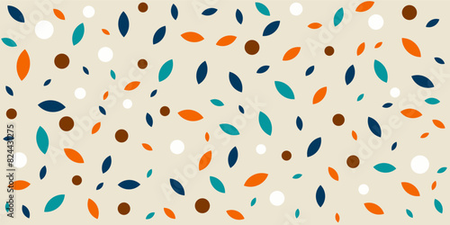 Abstract background of leaf patterns in 3 color shades and circle shapes, suitable for nature themed designs, renewable energy banners, botanical illustrations, or eco friendly marketing materials