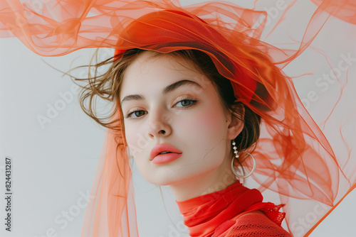 fashion woman isolated minimalistic studio natural elements