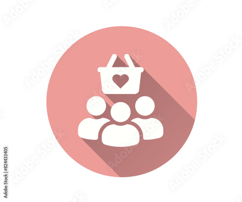 Group shopping preferences icon, vector flat design with long shadow.