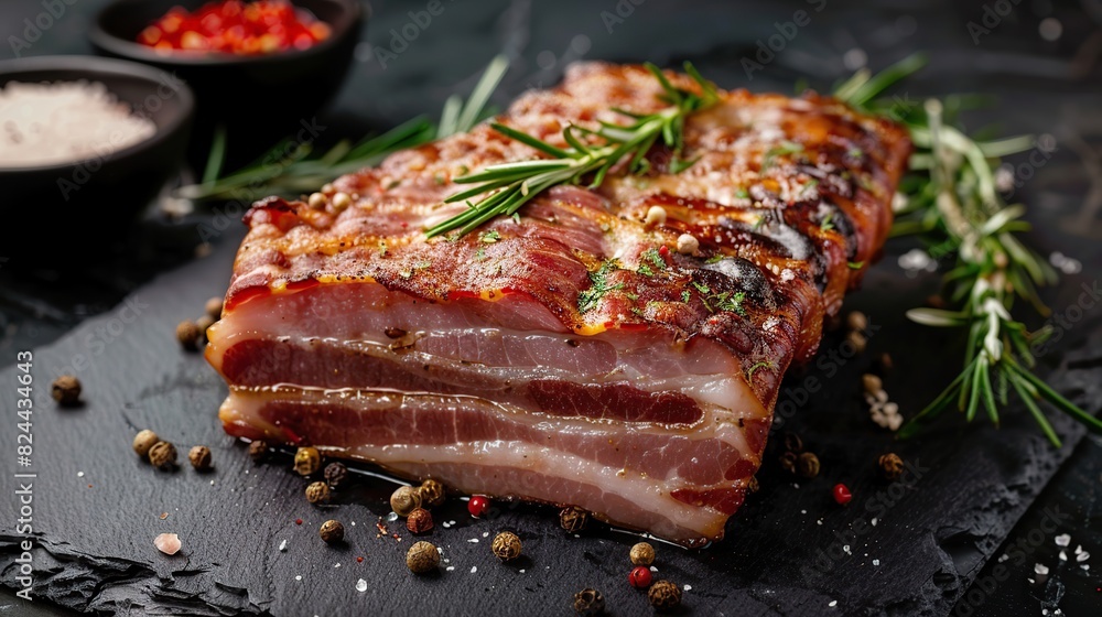 Obraz premium Bacon block boiled in low temperaturee. Generative Ai