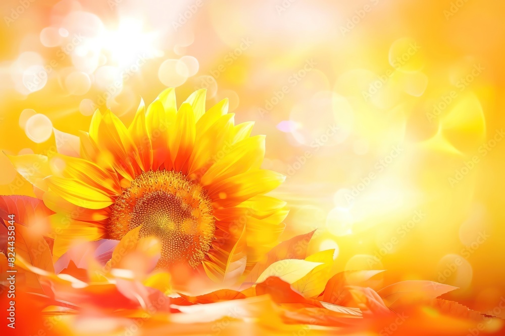 A 3D render of an abstract cut paper sunflower background A 3D render of an abstract cut paper sunflower background
