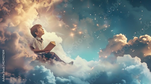 With his head in the clouds and his heart full of dreams, the school boy embraces the magic of storytelling, allowing his imagination to take flight and carry him to places he never thought possible photo