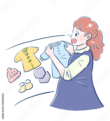 子どもの服について考える妊婦