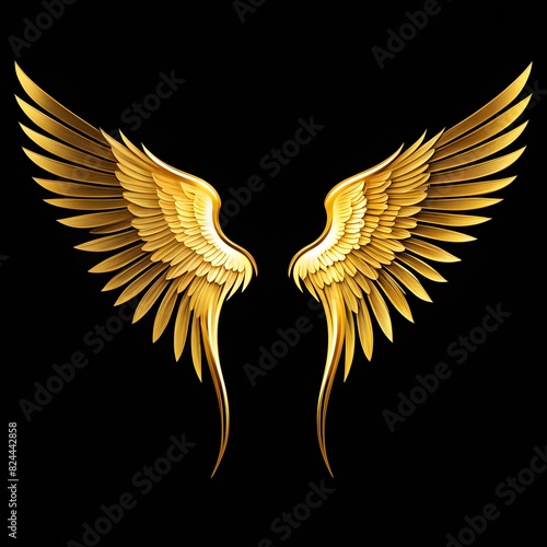 Gold Wings on Black Background