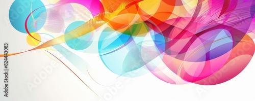 Vector colorful background with geometric circles and curved lines  vector illustration. Vector colorful background with geometric curves and colorful circles.