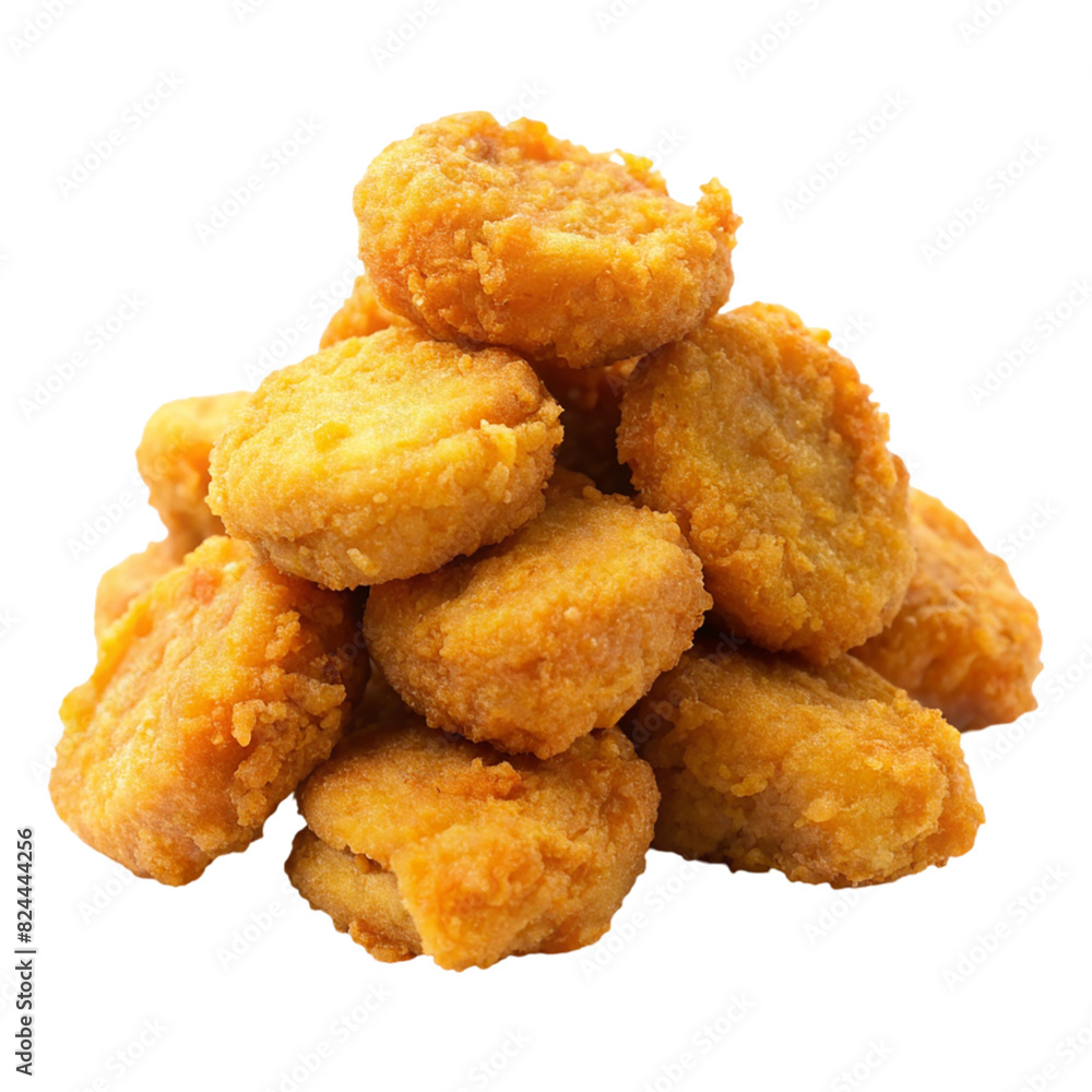 Fried chicken nuggets on transparent background