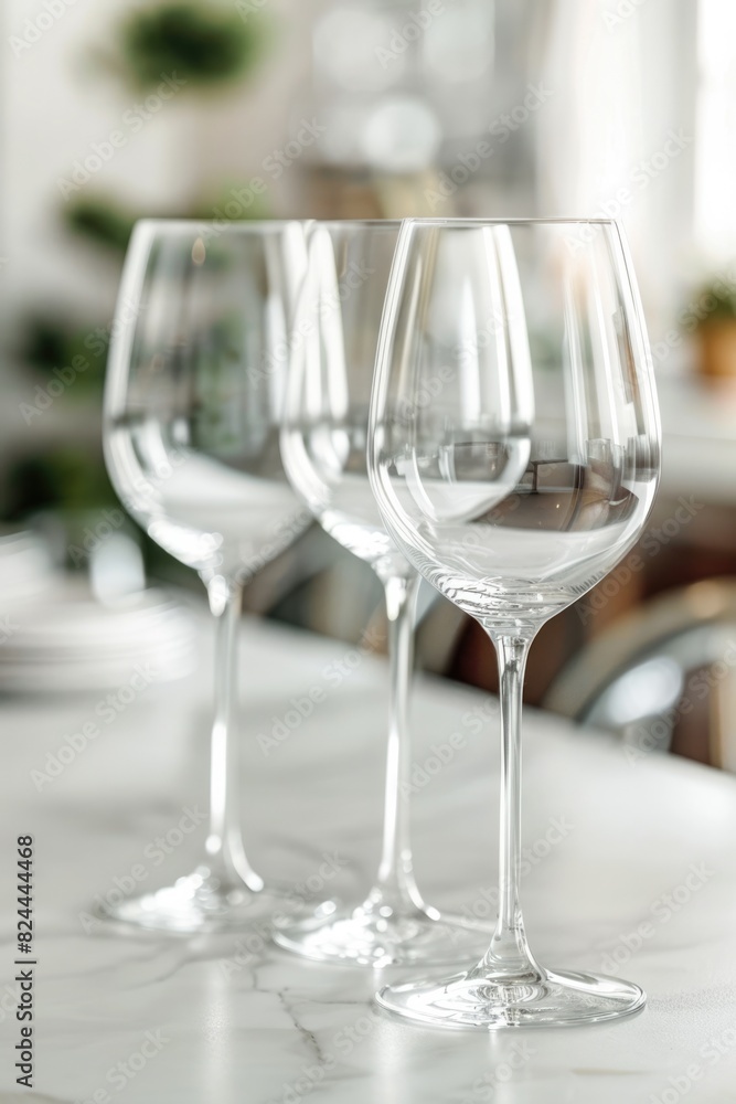 Empty glasses on table. Empty glasses on table.