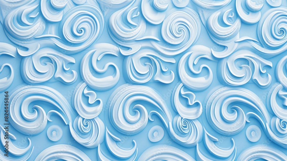 Light blue and white pattern adorns the background or cover Light blue and white pattern adorns the background or cover