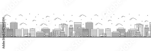 Seamless pattern with outline Anchorage Alaska City Skyline. Modern Buildings Isolated on White. Anchorage USA Cityscape with Landmarks.